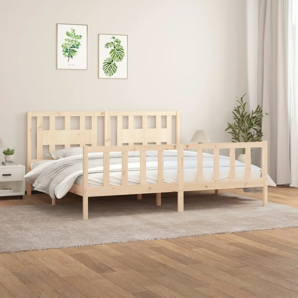 Giroletto con Testiera-Struttura Letto con testiera in Legno Massello di Pino 200x200 cm