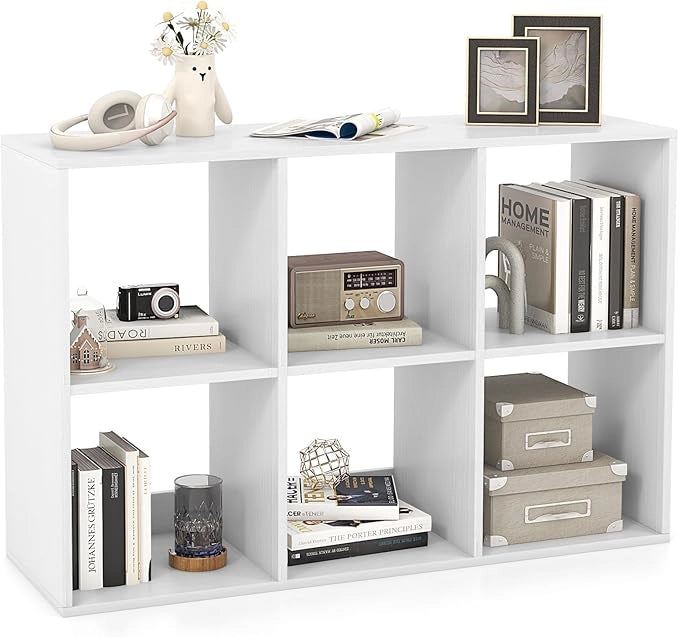 Scaffale Multiuso con Retro Aperto, Mobiletto Espositore Moderno a 2/3/4/6 Cubi con Kit Anti-Ribaltamento, Libreria Autoportante per Camera da Letto Soggiorno Studio (6 cubi)