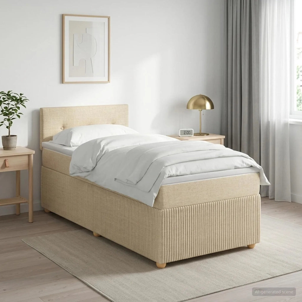 Letto box spring con materasso Crema 100 x 200 cm Tessuto 3452867