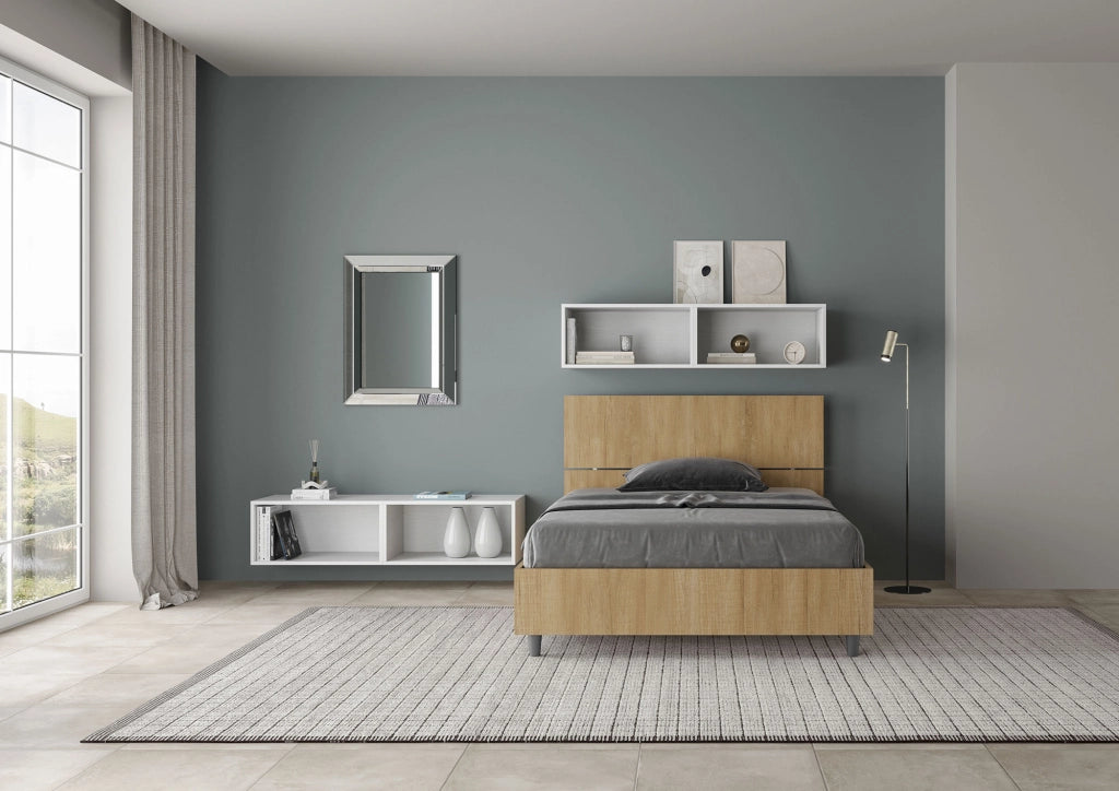 BS COM Letto una piazza e mezza senza rete 120x190 testata inclinata quercia