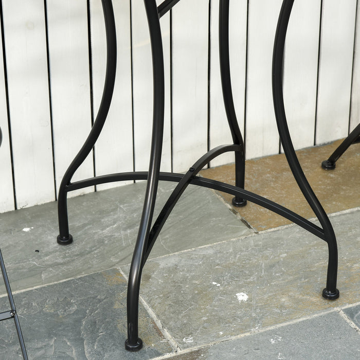 Tavolino da Giardino Ø60x71 cm in Metallo con Mosaico Nero