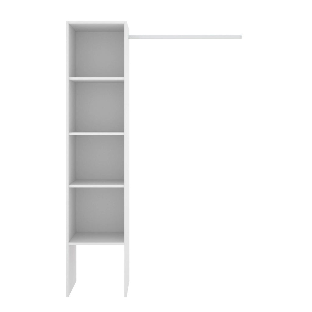 Guardaroba Adler, Struttura per cabina armadio, Mobile appendiabiti aperto, 138x40h186 cm, Bianco