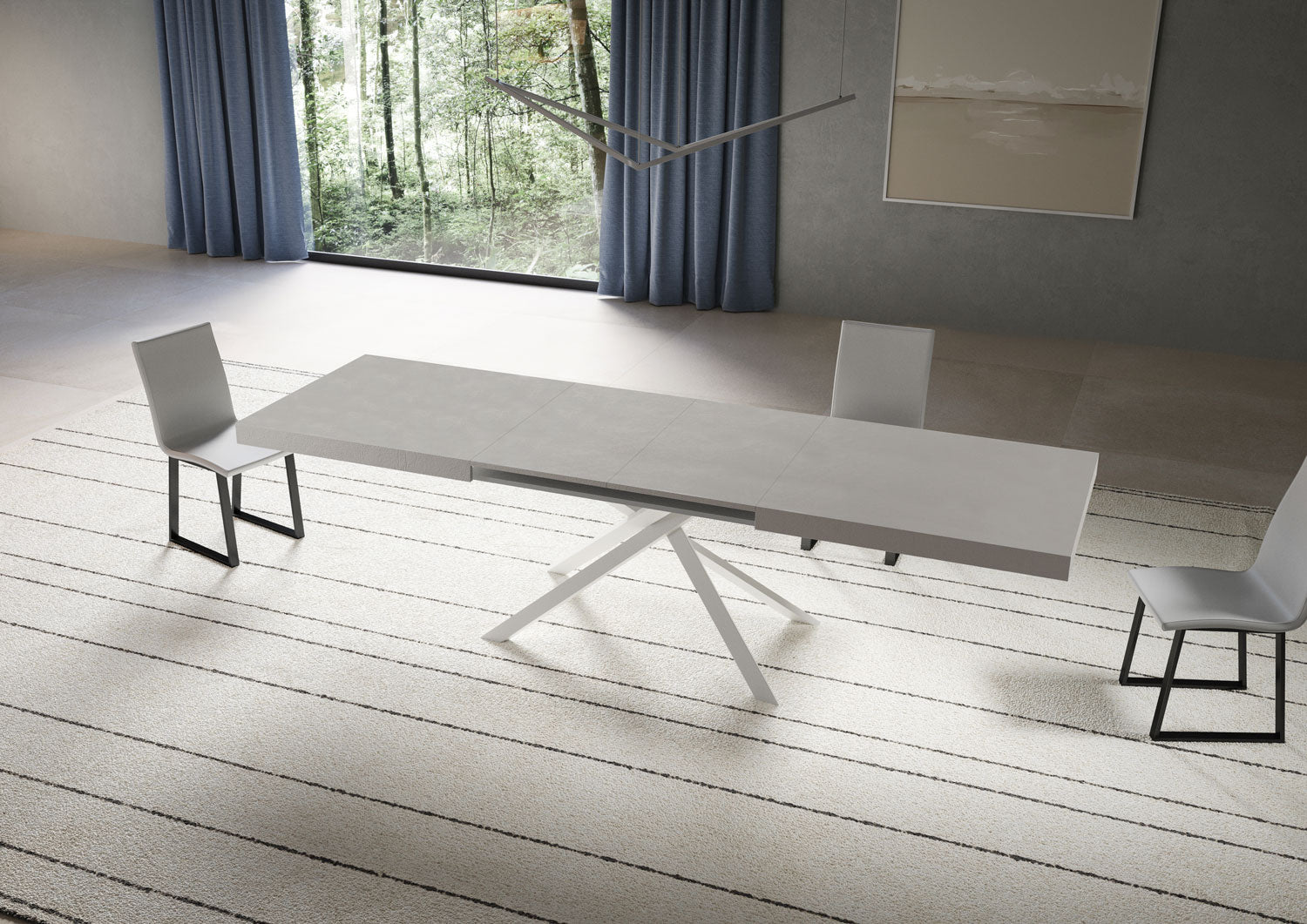 Tavolo Allungabile 200/304x90 cm Niket Cashmere Gambe Bianche