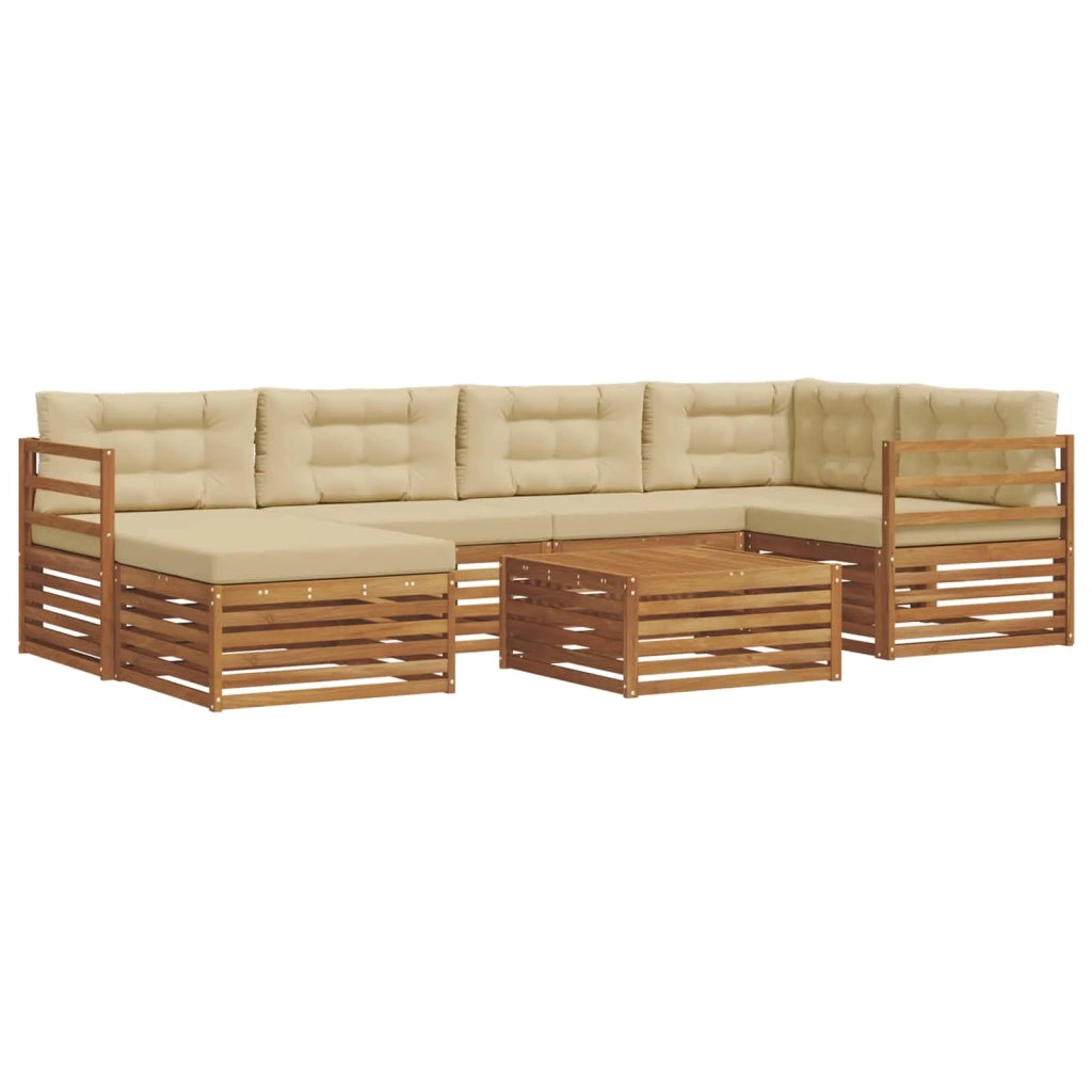 Set di divani da esterno con cuscino 7 pcs Naturale e Beige
