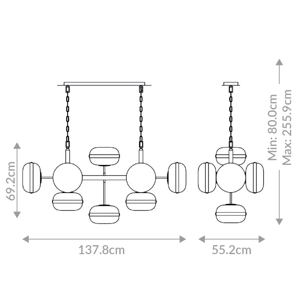 Lampadario moderno ottone e vetro Nottingham 10xE27 Quintiesse