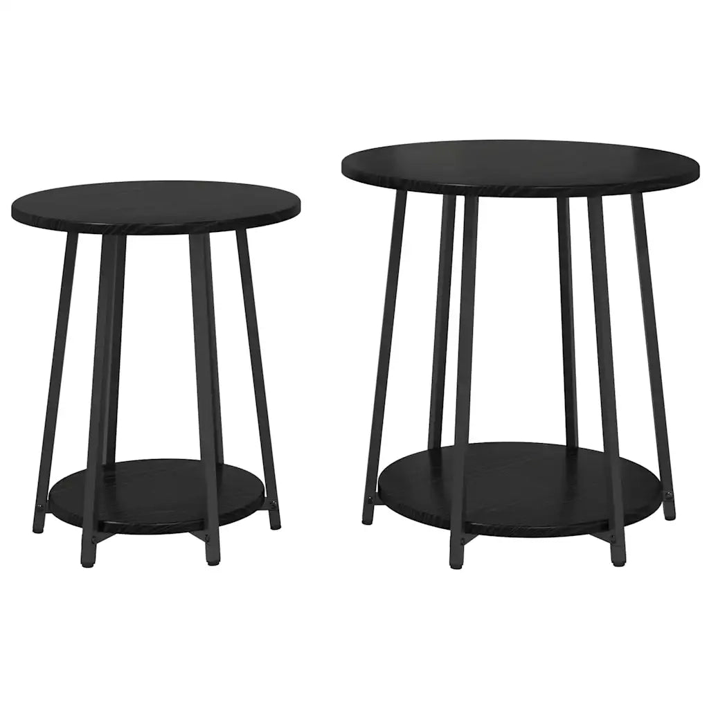 Set tavolini con lo scaffale 2 pcs Rovere Nero 869702