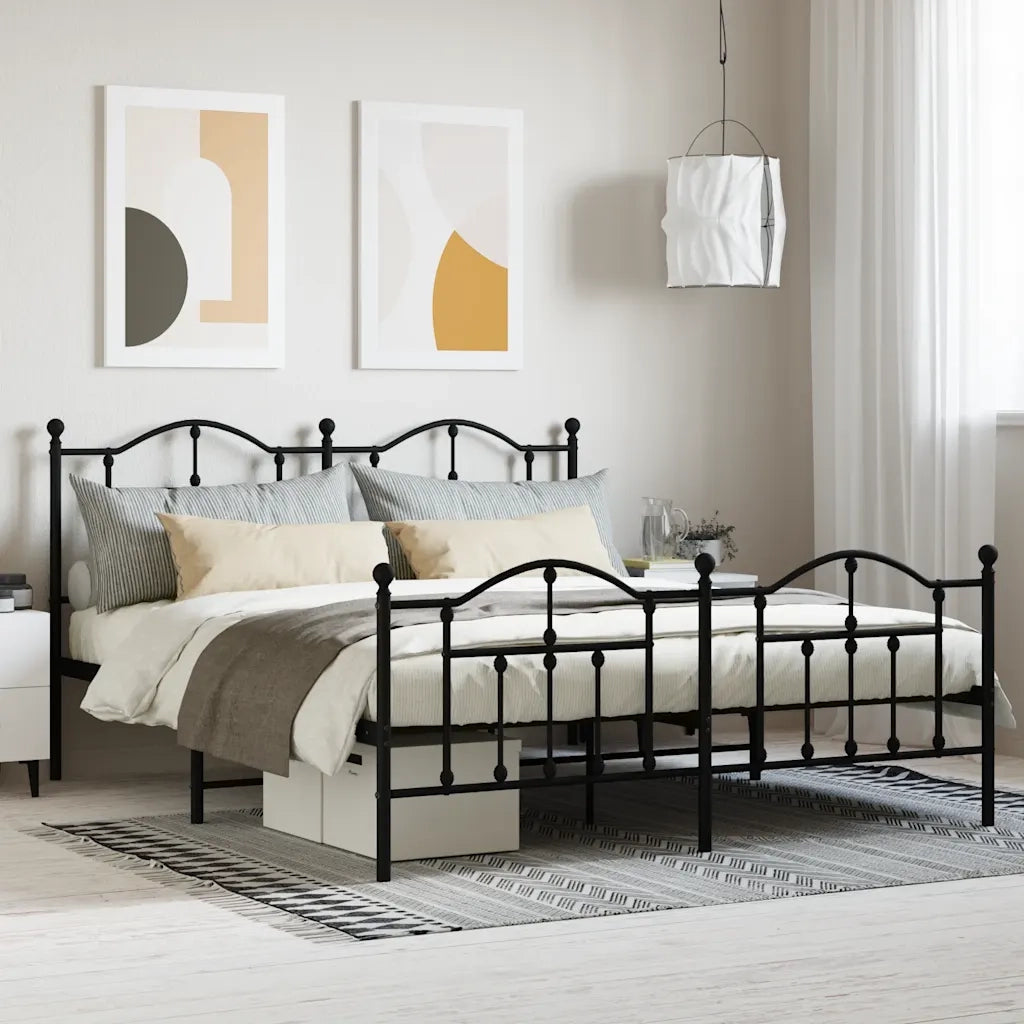 Giroletto senza Materaso con Pediera in Metallo Nero 160x200 cm 353460