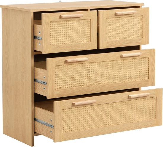 Cassettiere in Legno Massello - 4 Comparti - Laccatura Elevata - Maniglia Robusta