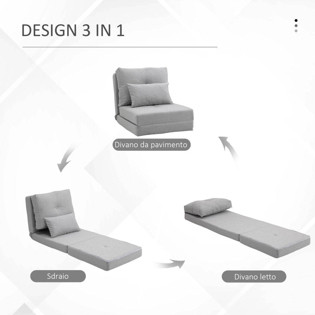 Poltrona Letto Convertibile in Chaise Longue e Divano ¨C zephmum ¨C Grigio Chiaro