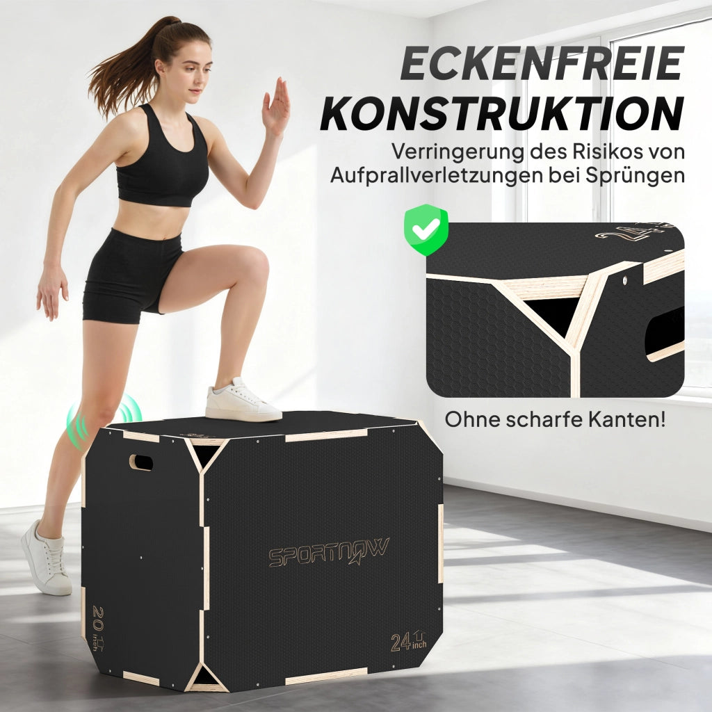 Plyo Box ¨C zephmum ¨C 3 Altezze, Legno, Nero