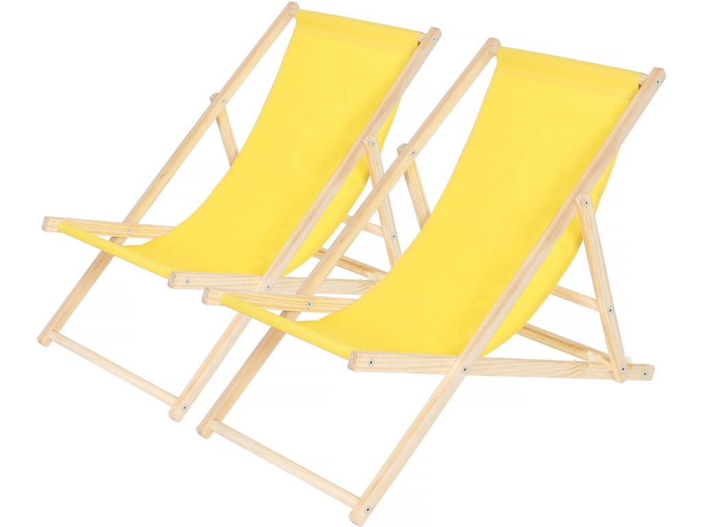 Set di 2 sedie a sdraio in legno "Chilean" - 107 x 56.5 x 81 cm - Giallo