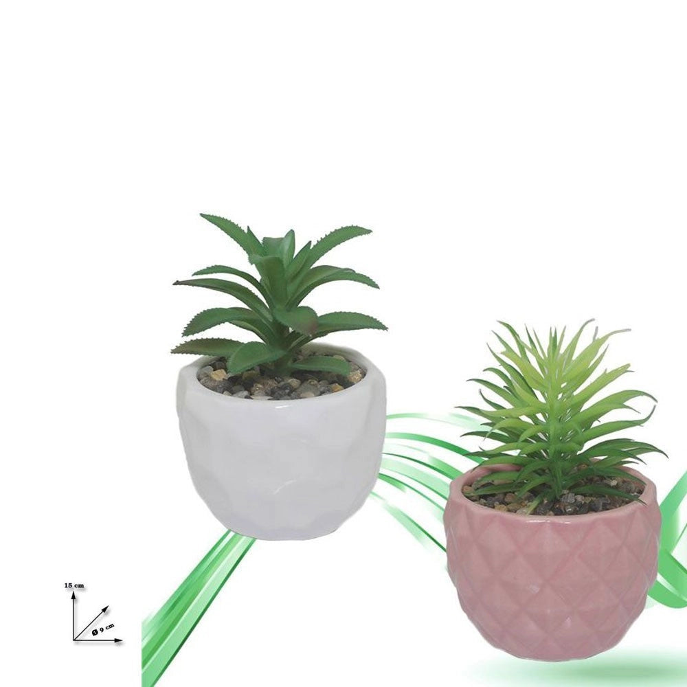 Trade Shop - Vaso In Ceramiche Per Piantine Casa Giardino Decorazione Interno Casa 15x9 Cm -
