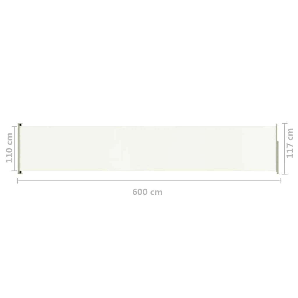 Tenda da sole laterale retrattile/schermo privacy per patio giardino terrazza balcone 117 x 600 cm crema 02_0007214