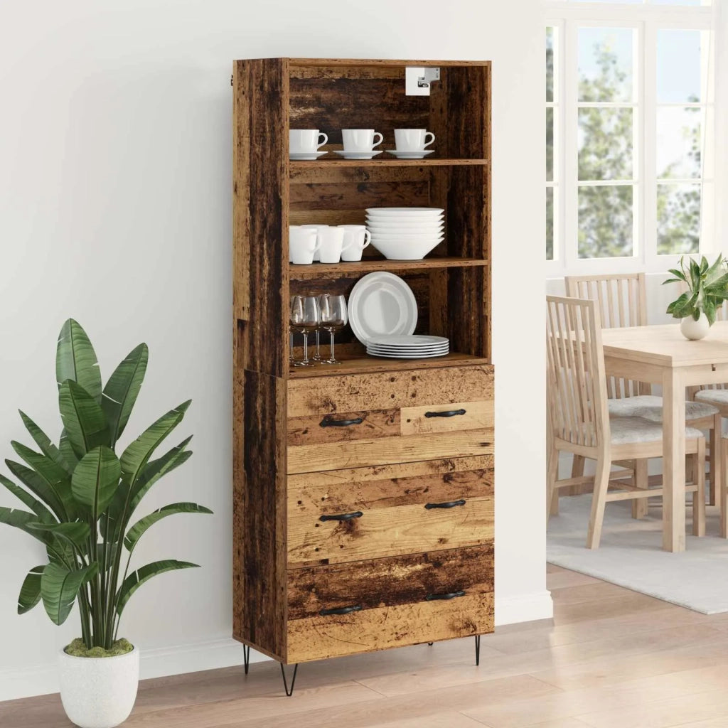 Credenza con cassetto 2 pz | Madia | Buffet da pranzo | Armadio da pranzo Legno vecchio Legno multistrato