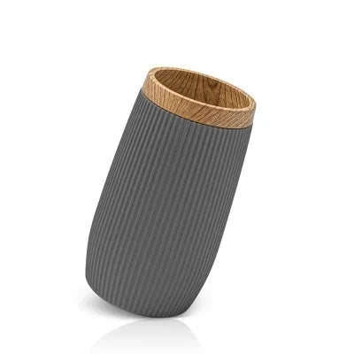 Set accessori bagno grigio cannettato con finitura effetto legno 5 pezzi Blob