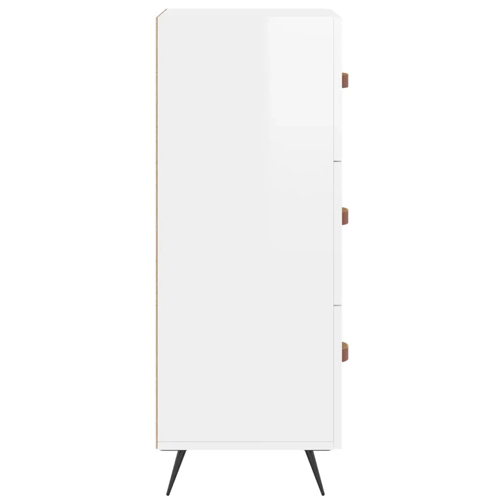 Credenza Bianco Lucido 34,5x34x90 cm in Legno Multistrato 828574
