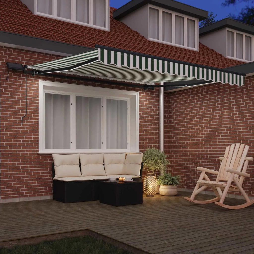 Tenda retrattile-Tenda parasole per balcone Verde e bianco 300 x 250 cm Tessuto