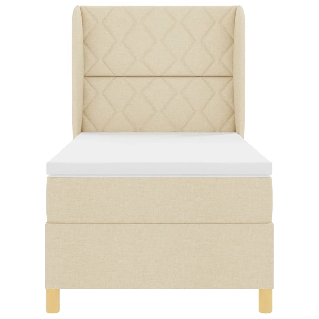 Letto a molle con testiera Crema 190 x 90 cm Tessuto 3340793
