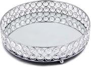Piatto di supporto cosmetico in cristallo con pallet make-up, organizzatore cosmetico in argento, sostenitore per candele, prodotti per la cura della pelle, decorazione per bagno, candelabro per candele.