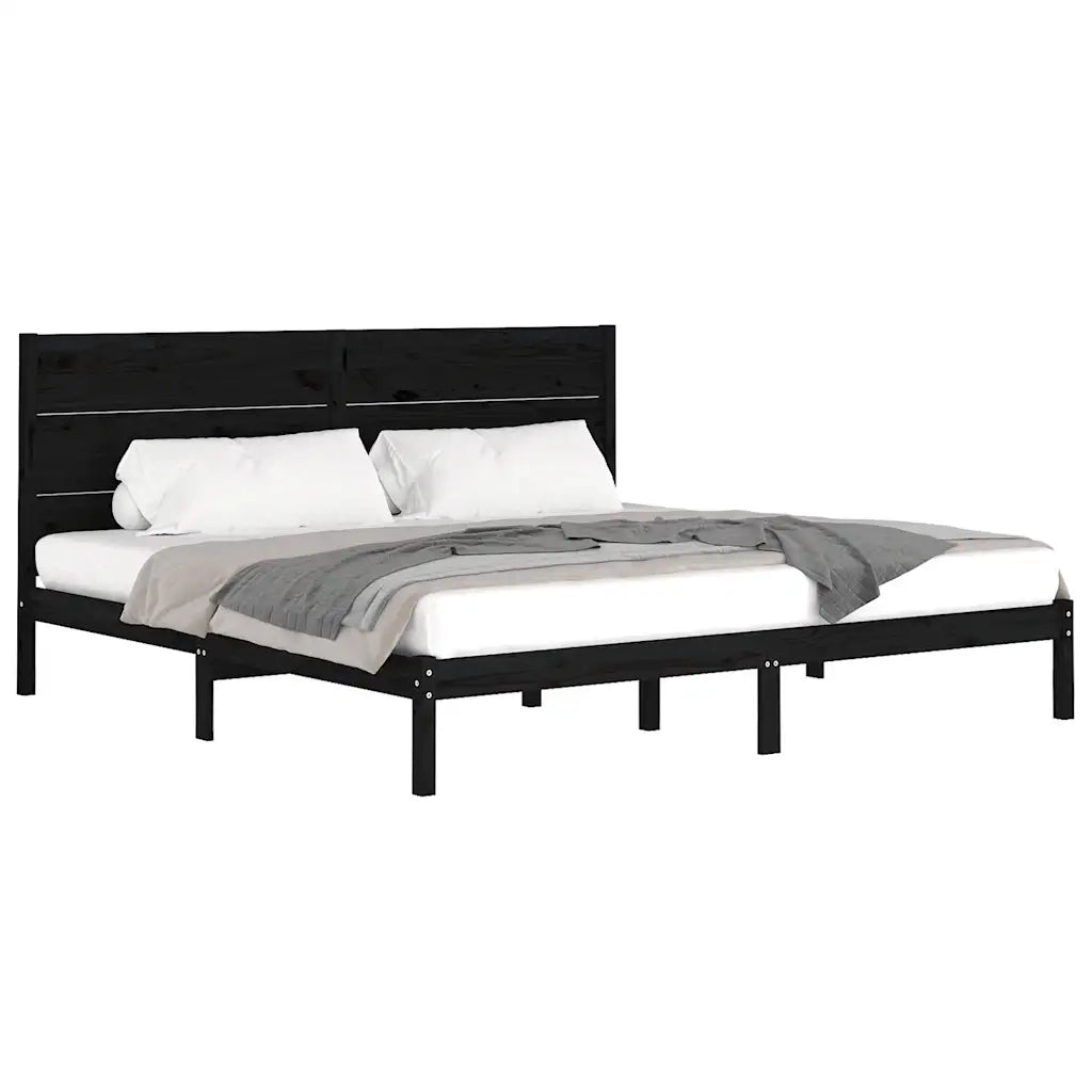 Giroletto Nero in Legno Massello di Pino 200x200 cm 3104177