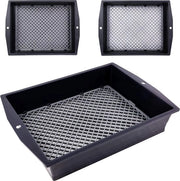 Tessere multifunzione, 2-in-1, rete quadrata con regolazione della misura e funzione di sfoltimento, rete per steccati, rete per terriccio, rete per sabbia, tutto in un singolo attrezzo da giardino, plastica, nero, 36,5 x 27 x 7 cm