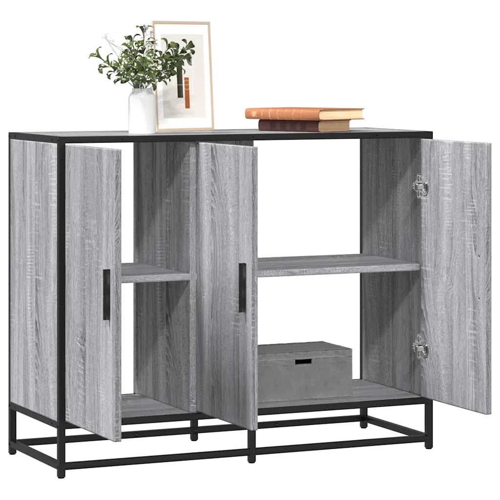 Credenza Grigio Sonoma 94x35x76 cm in Legno Multistrato