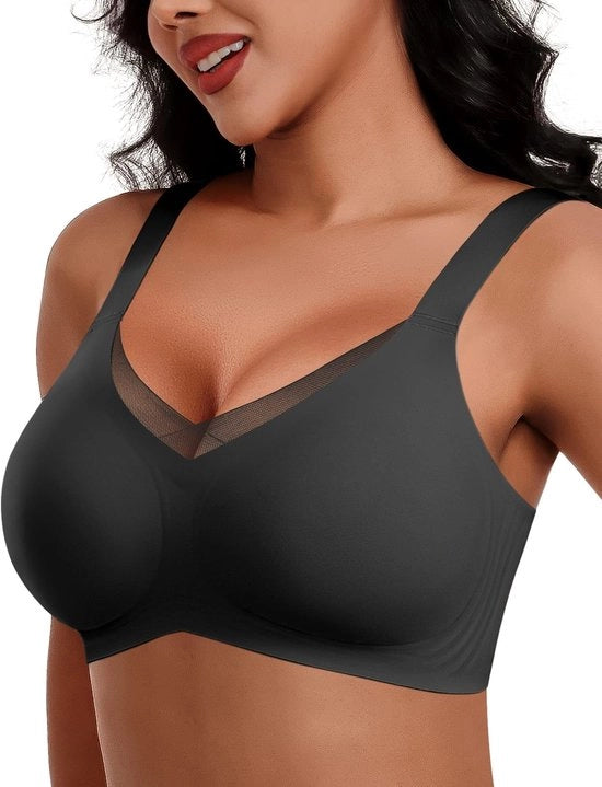 Bralette Senza Fili - Senza Nodo - Copertura Completa - V Forma Profonda - Supporto - Strisce di Gelatina morbide - Reggiseno