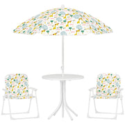 Set da Giardino per Bambini 2-5 Anni con Tavolino 2 Sedie e un Ombrellone Bianco