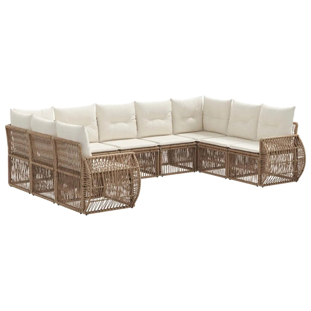 Set Divano da Giardino 9 pcs Beige e Bianco Crema polyrattan 3435522