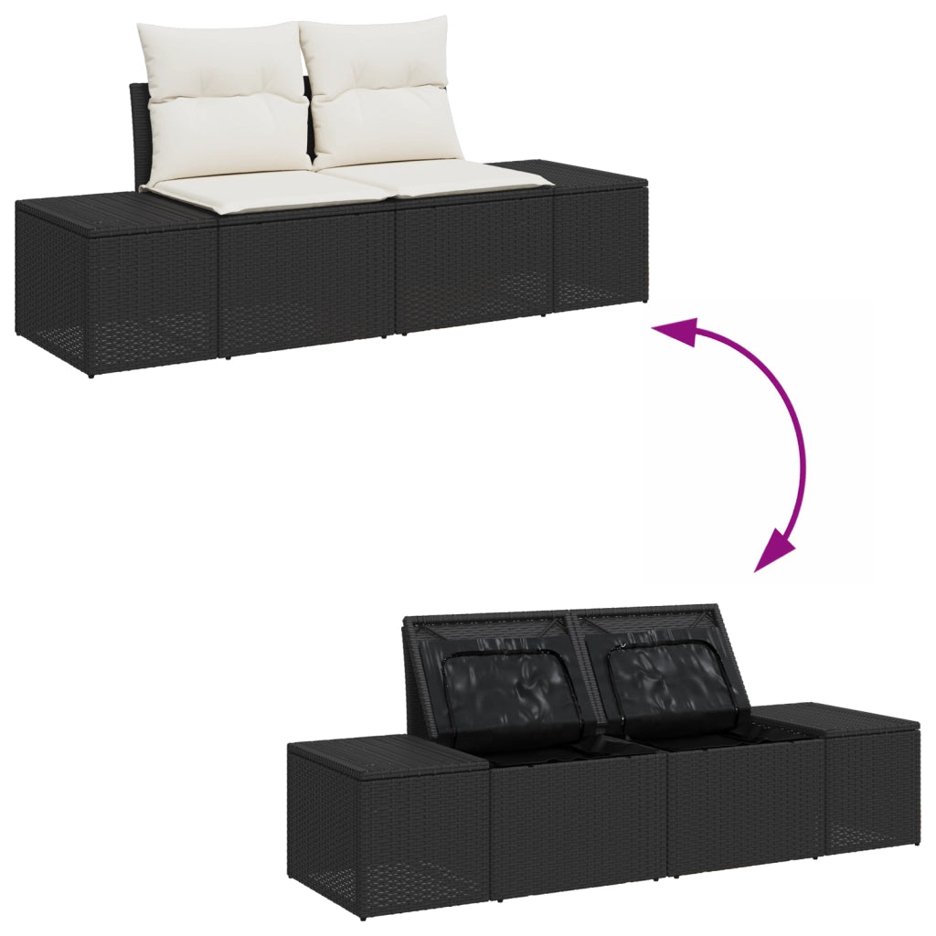 Set Divano da Giardino in 5 Pezzi con Cuscini Marrone in Polyrattan