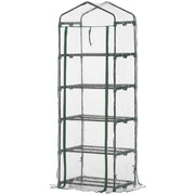 EasyComfort Mini Serra da Giardino e Terrazza per Piante a 5 Ripiani in Acciaio con Copertura in PVC, 69x49x193 cm, Verde