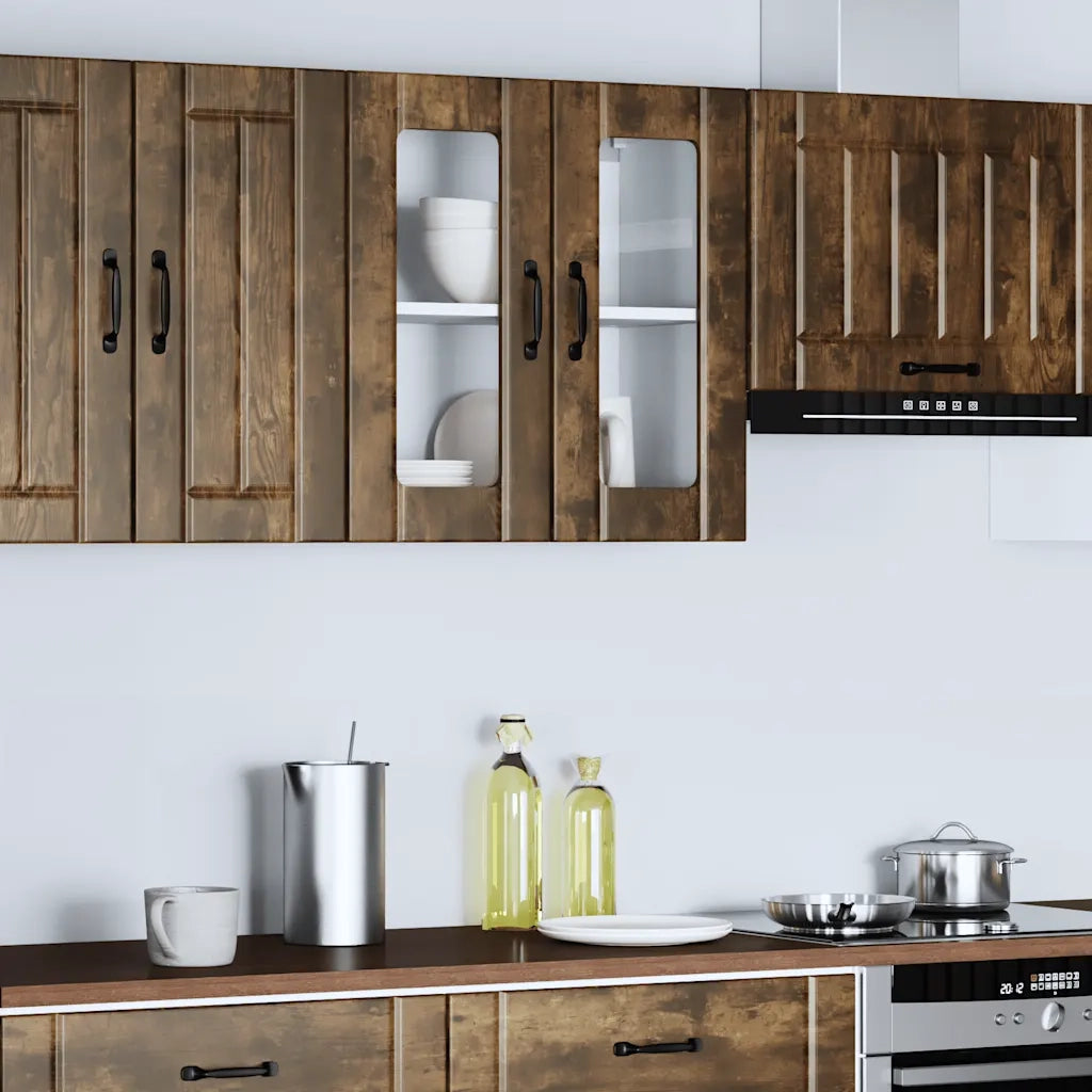 Pensile da Cucina con Porta in Vetro Lucca Rovere Fumo 853912