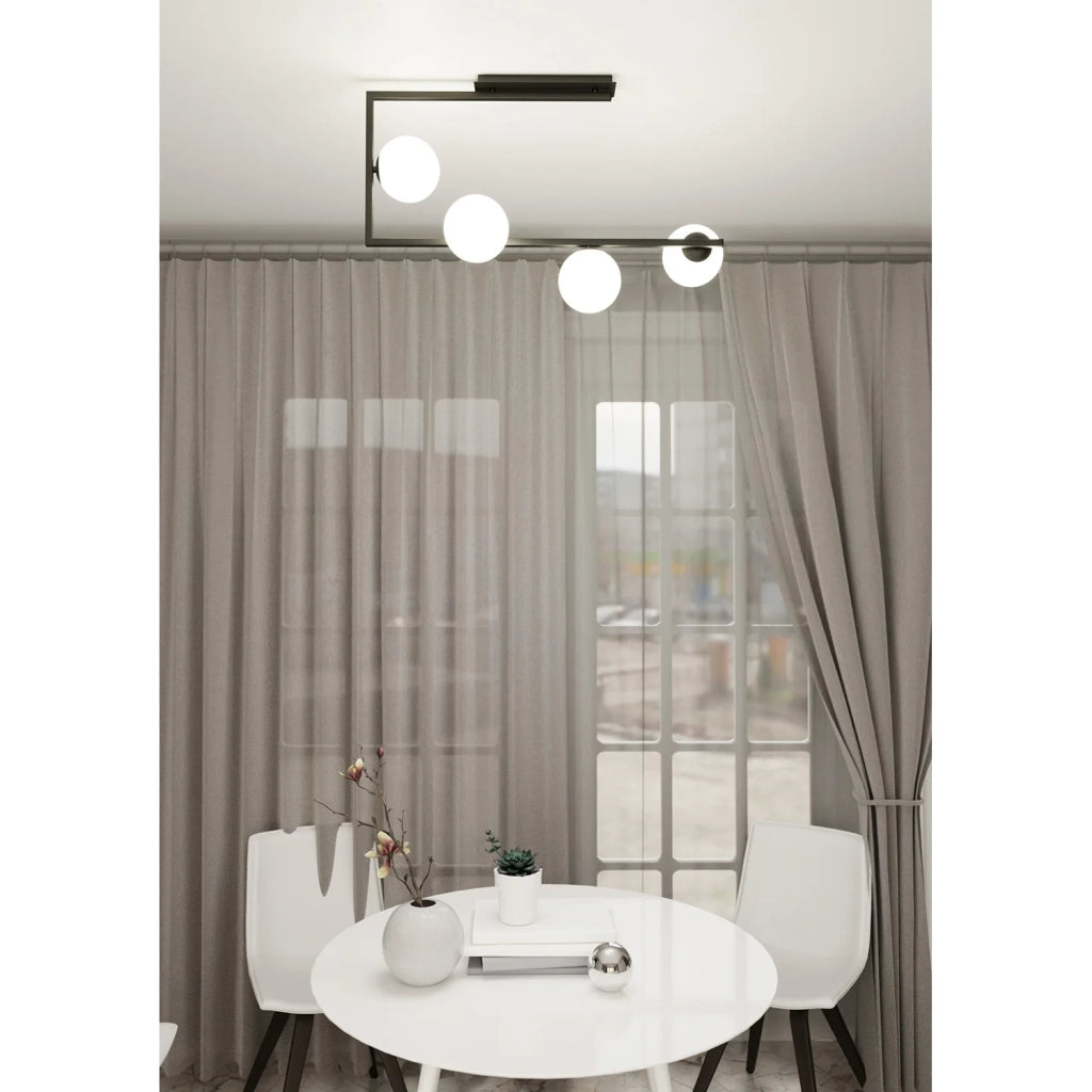 Plafoniera Minimal Nanna Acciaio Nero Oro 4 Luci E14 Ip20
