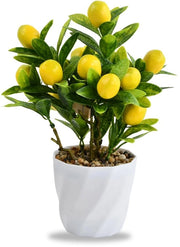 Pianta ornamentale artificiale di limone, piccola pianta di limone bonsai gialla, pianta decorativa artificiale di limone, vaso di fiori artificiale di limone bonsai, pianta di limone per appartamento, per casa, giardino, fattoria.