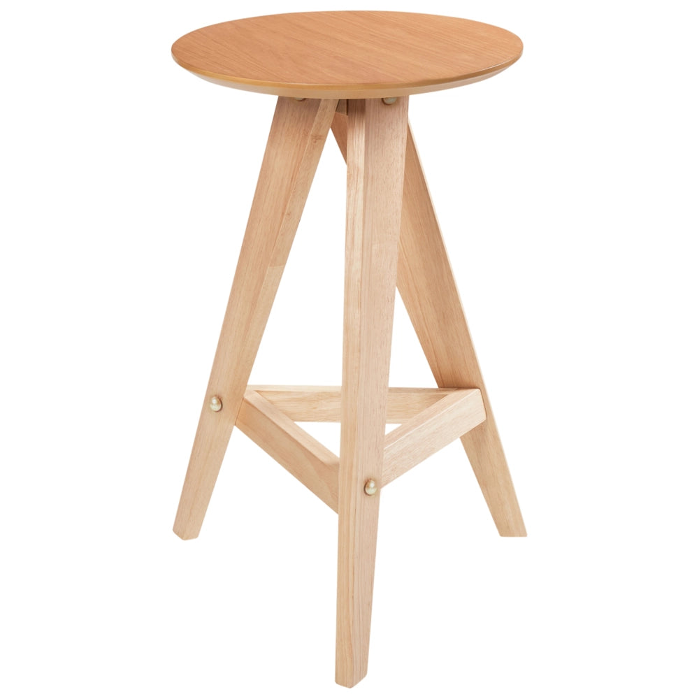 Set di 2 sgabelli in legno di caucciù marrone chiaro in stile retrò per sala da pranzo cucina