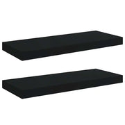 2 pz Scaffali a Parete | Ripiano a parete | Mensole a Parete Neri 60x23,5x3,8 cm in MDF