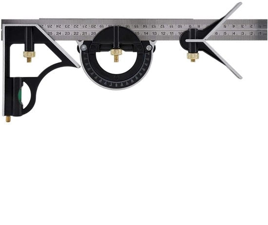 Combinata lineare 300mm - Linea di misura angolare regolabile - Strumento di misura multifunzionale - Linea di misura in acciaio inossidabile - Regolazione di altezza del segno di taglio - Progetto duraturo - Linea di misura
