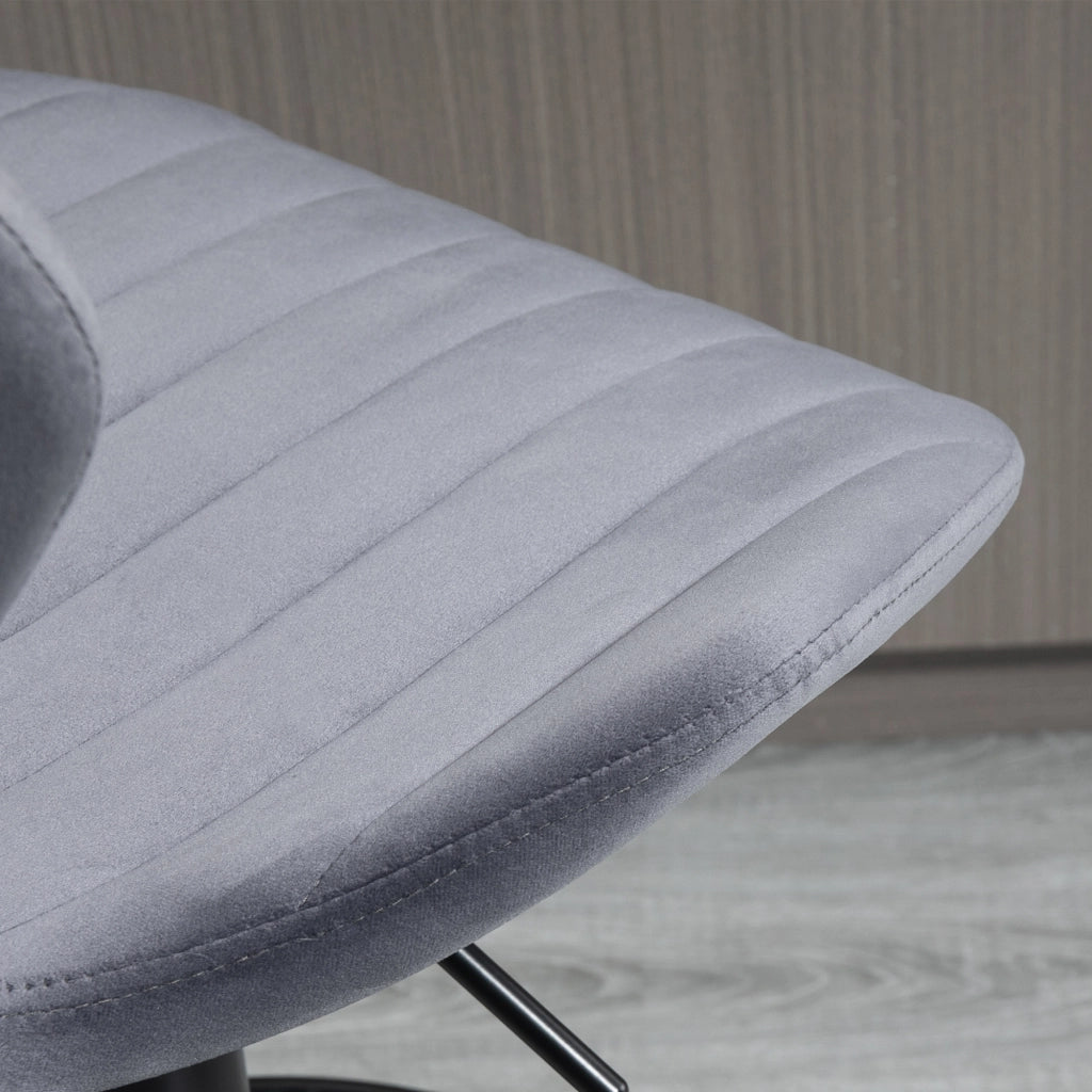EasyComfort Set 2 Sgabelli da Bar ad Altezza Regolabile con Seduta Ergonomica e Poggiapiedi, Sgabelli Alti in Effetto Velluto e Metallo, 47x51.5x92-114 cm, Grigio