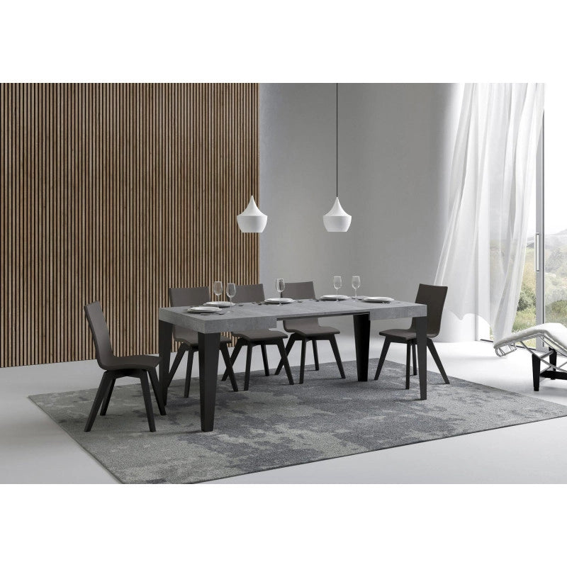 Tavolo allungabile 140/224x80cm Flame telaio Antracite - Cemento