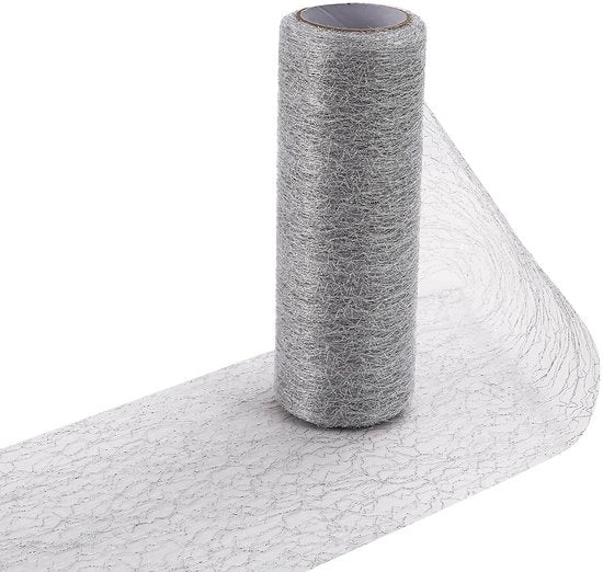 Tavolo da pranzo con rotolo, tavolo da pranzo rotolo carta da regalo, tovagliolo d'argento e oro, tavolo da pranzo per matrimoni, tovagliolo di fleece per festa, Natale e matrimoni DEK (argento, 15 x 900 cm)