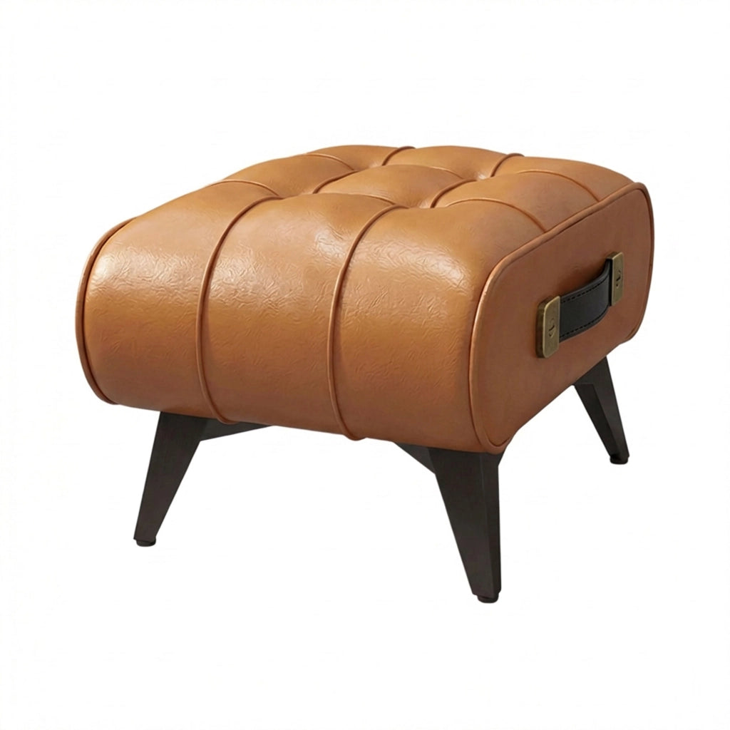 Kumo - Sgabello Pouf Ottomano Moderno 35,5x25x30 cm Poggiapiedi in Similpelle Cuoio