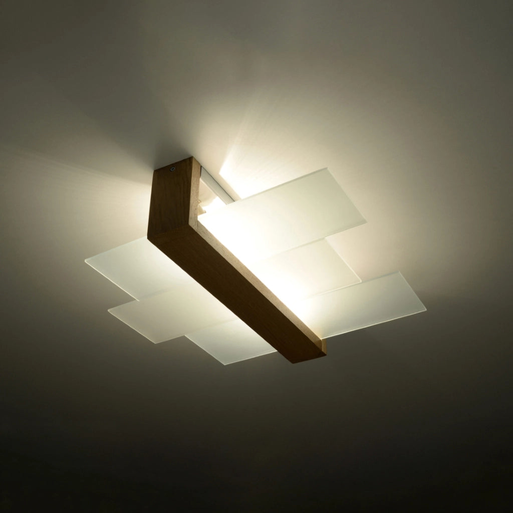 Plafoniera REBIRD 2 Pure Lume legno naturale bianco 2xE27