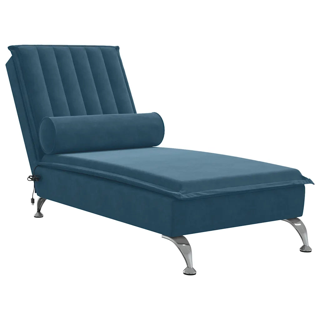 Chaise Longue Massaggi con Cuscino a Rullo Blu in Velluto CFW3719153