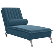 Chaise Longue Massaggi con Cuscino a Rullo Blu in Velluto CFW3719153