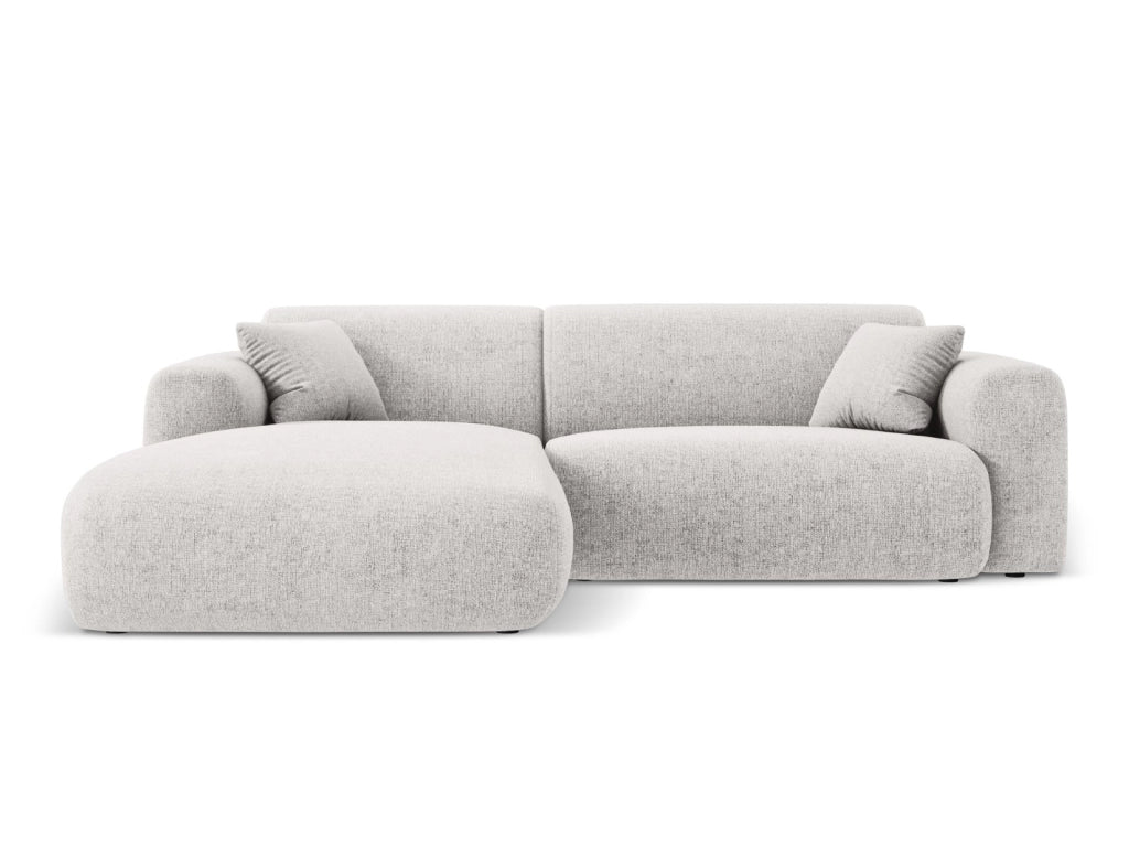 Cosmopolitan Design - Divano angolare sinistro "Nolio" 4 posti in ciniglia grigio chiaro 