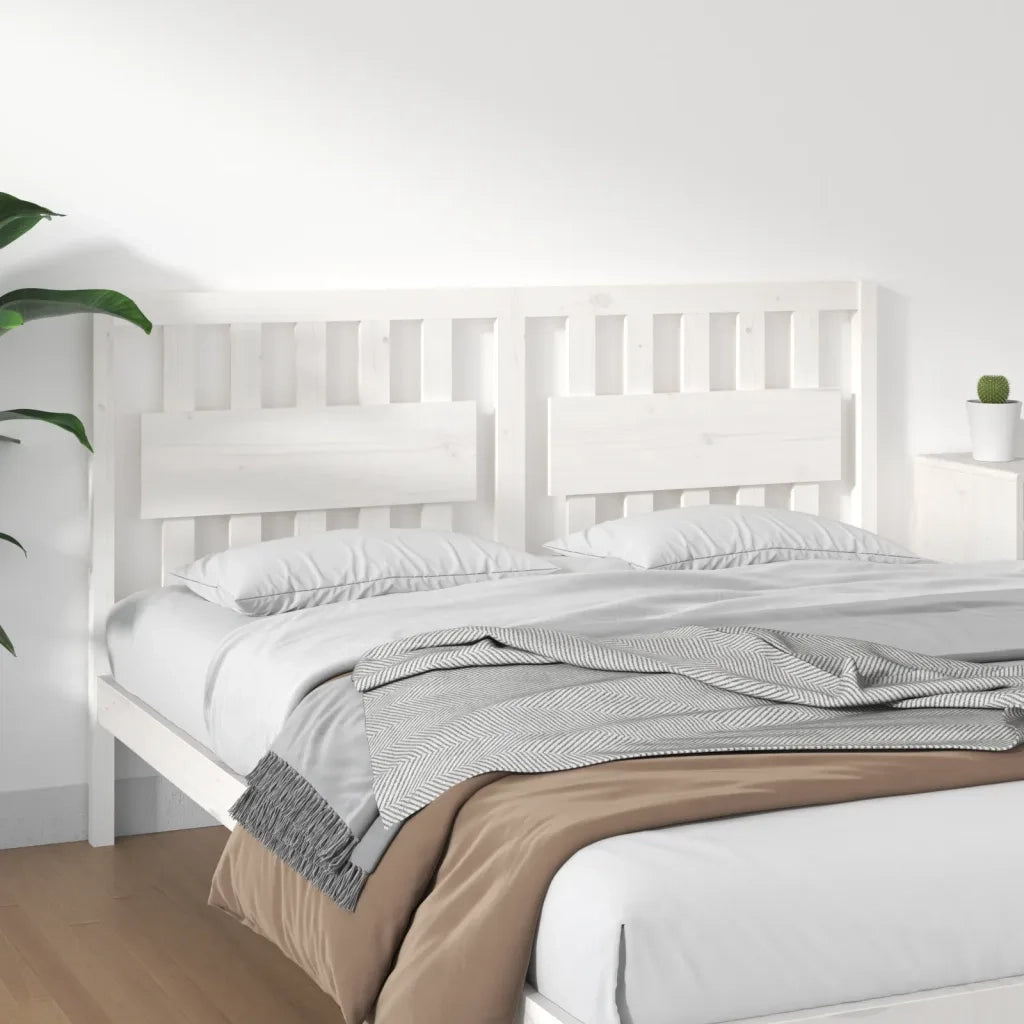Testiera per Letto Bianca 155,5x4x100 cm Legno Massello di Pino 818576