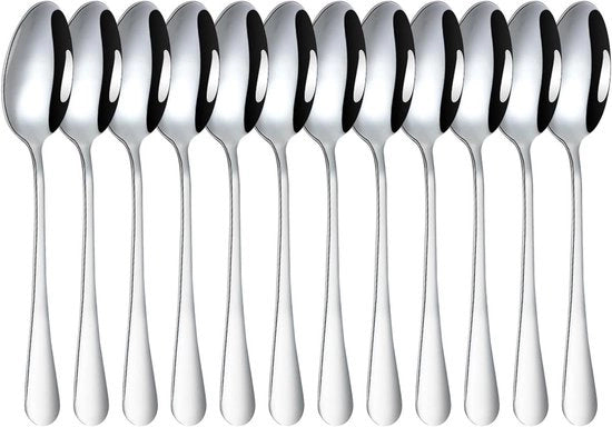 Set di cucchiai per espresso da 12 pezzi, 19,2 cm, Acciaio inossidabile, Resistente al lavastoviglie, Cucchiaio da tè per famiglie, ristoranti, mense