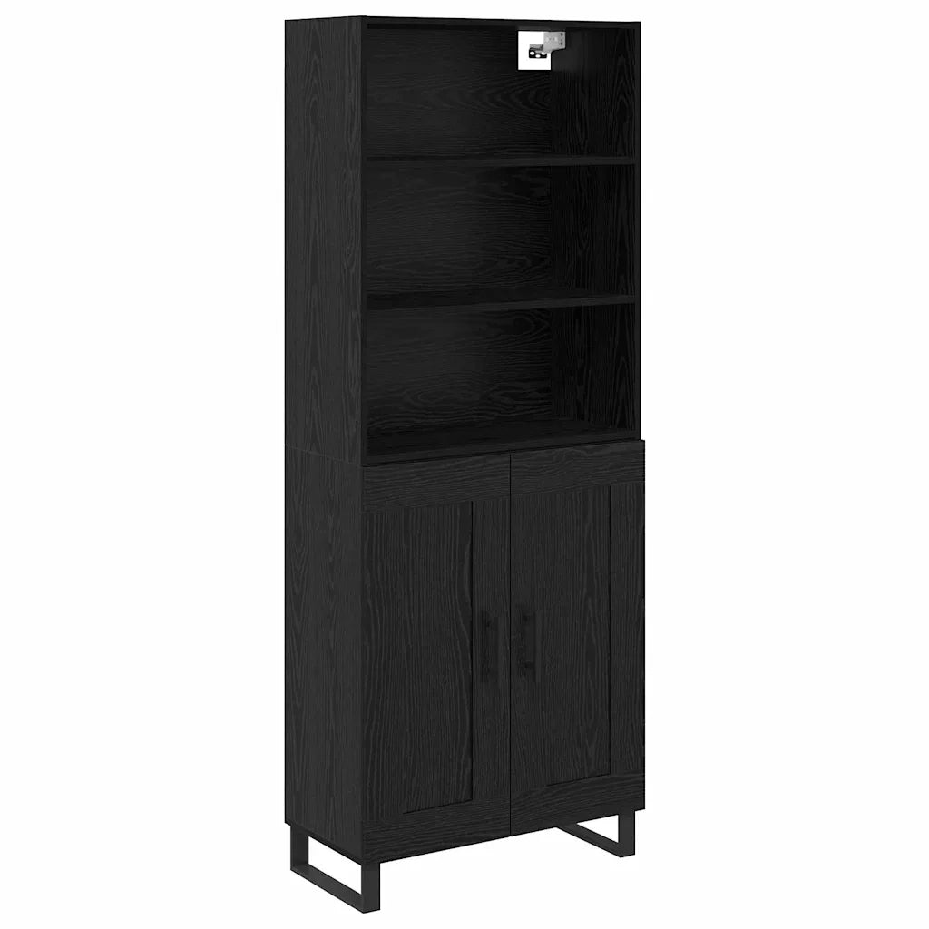 Credenza con cassetto 2 pcs Rovere Nero Legno multistrato