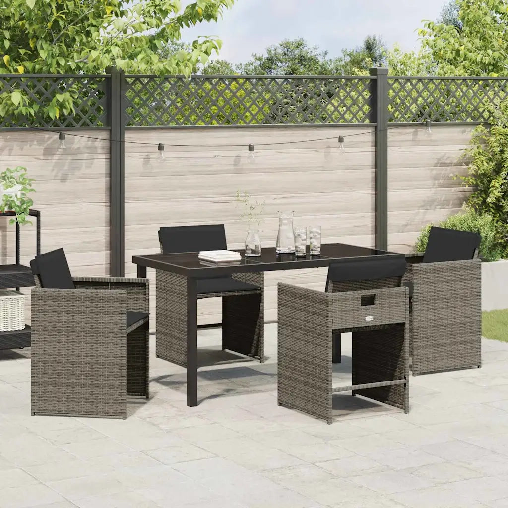 Set da Pranzo per Giardino 5 pcs Grigio polyrattan 3380694
