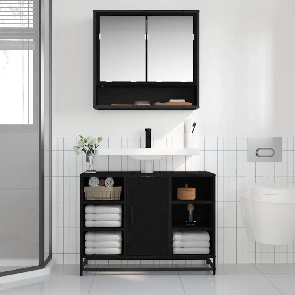 Scaffale da parete con lo scaffale Rovere Nero 65 x 20 x 60 cm